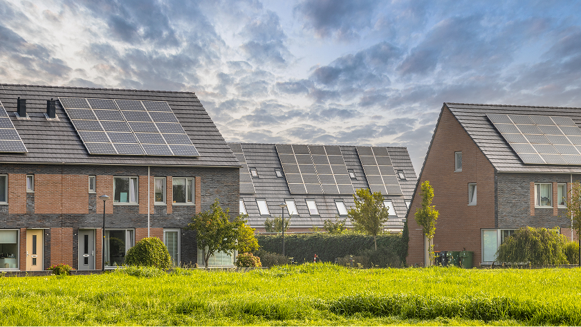 UK residential home with solar panels